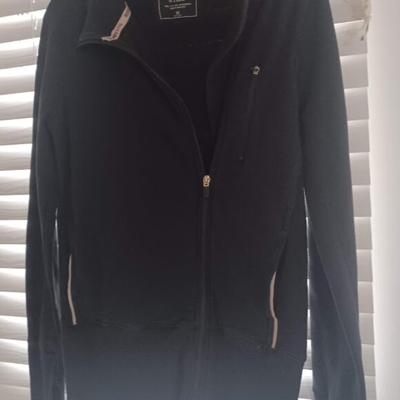 Abercrombie & Fitch Women’s Full Zip Hoodie Jacket Black M Thumb Holes Mock Neck - Picture 6 of 8
